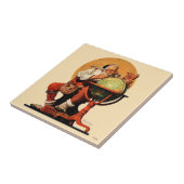 Kerstman op het Wereldbol Tegeltje (Zijkant)