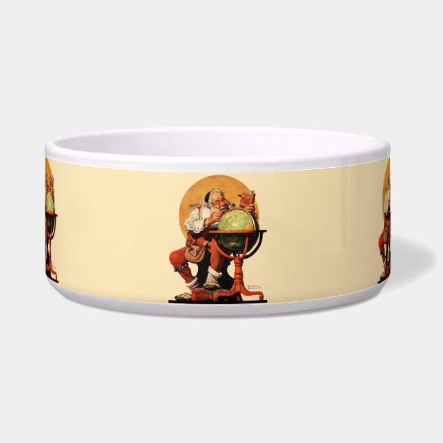 Kerstman op het Wereldbol Voerbakje (Voorkant)