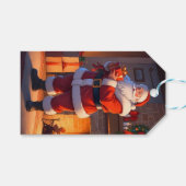 Kerstman op kerstavond bezoek cadeaulabel (Voorkant (Horizontaal))