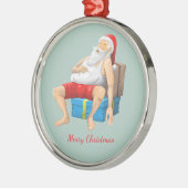 Kerstman op kerstavond metalen ornament (Links)