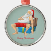 Kerstman op kerstavond metalen ornament (Voorkant)