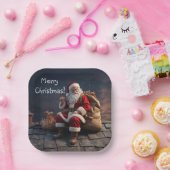 Kerstman op kerstavond papieren bordje (Feest)