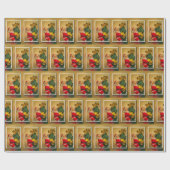 Kerstman op kerstboom Classic Jolly Golden Cadeaupapier (Vlak)