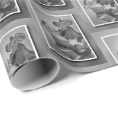 Kerstman op kerstboom in zwart-wit cadeaupapier (Rol Hoek)