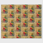 Kerstman op kerstboom, Noël rood groen goud Cadeaupapier (Vlak)