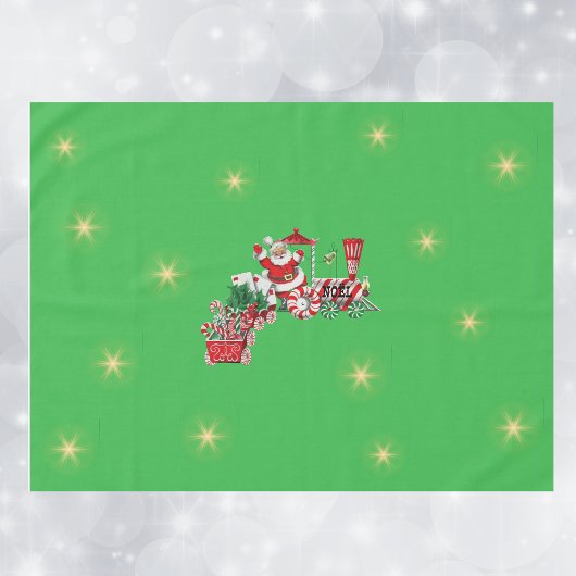 Kerstman op Kerstmis Trein Candy Canes Sterren Gro Tafelkleed