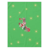 Kerstman op Kerstmis Trein Candy Canes Sterren Gro Tafelkleed (Voorkant)