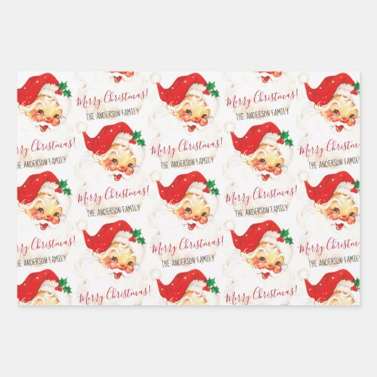  kerstman op maat inpakpapier vel (Voorkant)