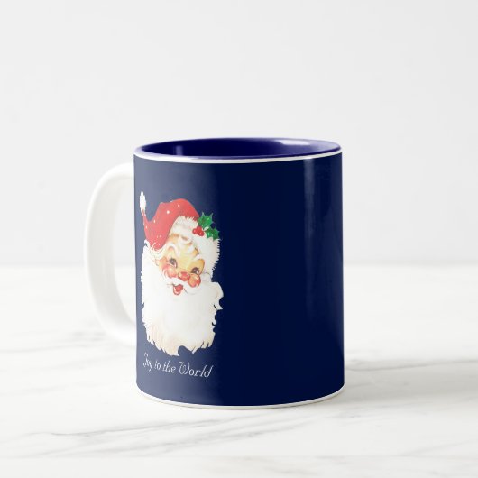  kerstman op marineblauw tweekleurige koffiemok (Voorkant links)