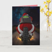 KERSTMAN OP MOTOR CHRISTMAS CARD KAART (Gele Bloem)