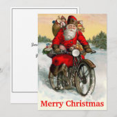  kerstman op motorfiets feestdagenkaart (Voorkant / Achterkant)