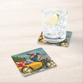 kerstman op motorfiets kartonnen onderzetters (Insitu)