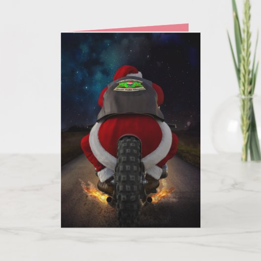 KERSTMAN OP MOTORFIETS KERSTKAART KAART (Voorkant)
