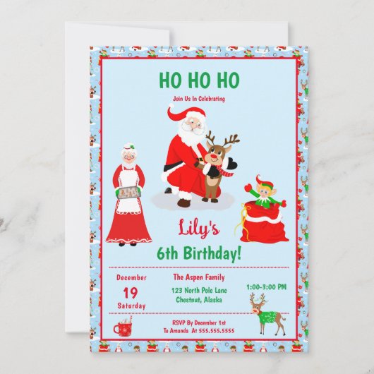 Kerstman op Noordpool Verjaardag Kaart (Voorkant)