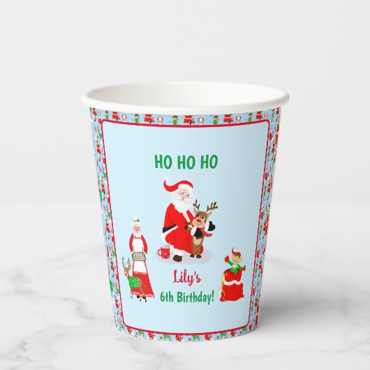 Kerstman op Noordpool Verjaardag Papieren Bekers (Achterkant)