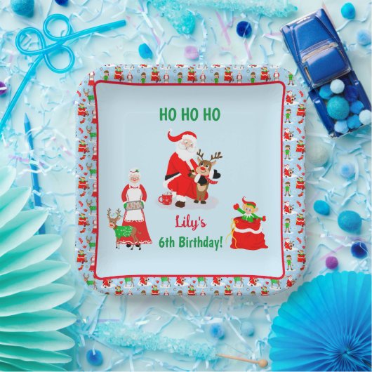 Kerstman op Noordpool Verjaardag Papieren Bordje (Feest)