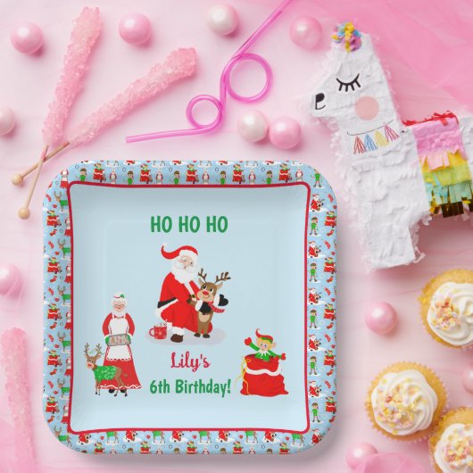Kerstman op Noordpool Verjaardag Papieren Bordje (Feest)
