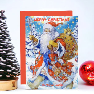 Kerstman op oudere leeftijd Aangepaste vrolijke ke Feestdagenkaart