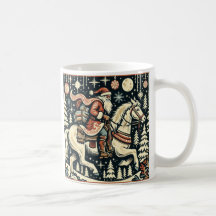 Kerstman op paard door het dorp