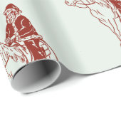 Kerstman op paard grafiek cadeaupapier (Rol Hoek)