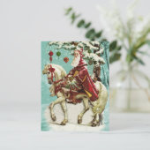  Kerstman op Paard met Boom en Speelgoed Feestdagenkaart (Staand voorkant)