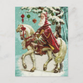  Kerstman op Paard met Boom en Speelgoed Feestdagenkaart (Voorkant)