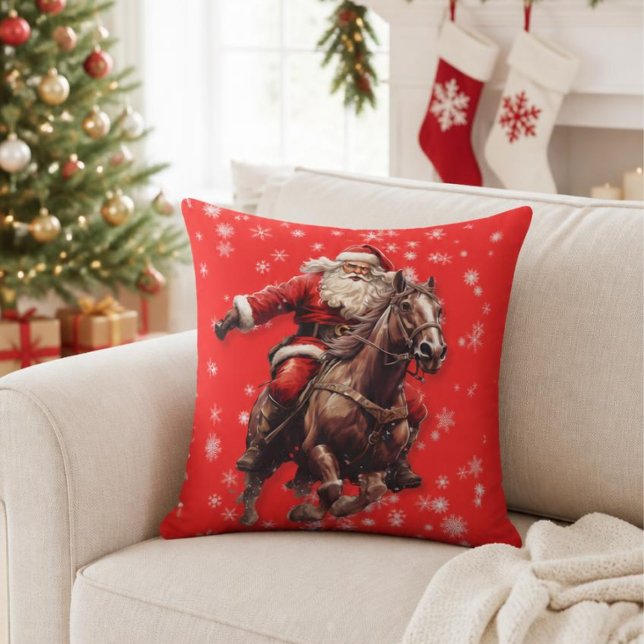 Kerstman op Paard Worp Kussen (Creator heeft geüpload)
