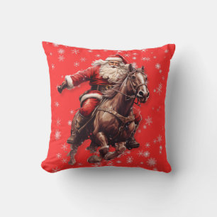 Kerstman op Paard Worp Kussen