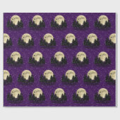 Kerstman op Paarse kerst Cadeaupapier (Vlak)