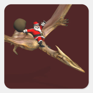 Kerstman Op Quetzalcoatlus Vierkante Sticker