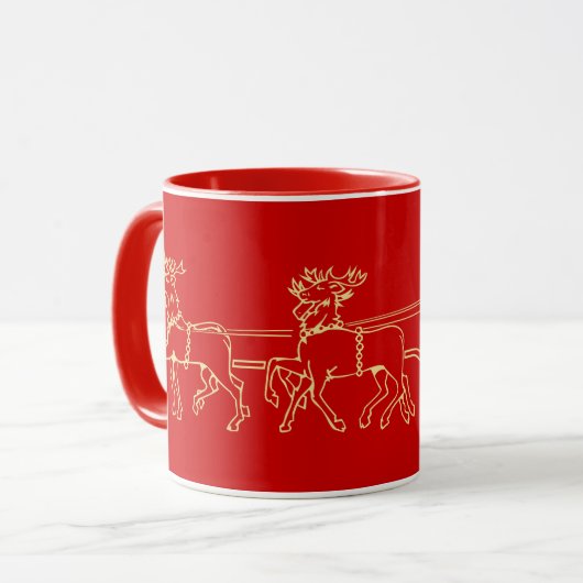 Kerstman op rendier slee kerstmelk warme cacao mok (Voorkant links)