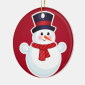 Kerstman op rode achtergrond keramisch ornament (Links)