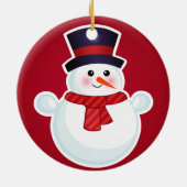 Kerstman op rode achtergrond keramisch ornament (Achterkant)