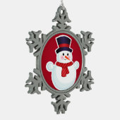 Kerstman op rode achtergrond tin sneeuwvlok ornament (Links)