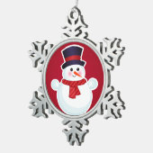 Kerstman op rode achtergrond tin sneeuwvlok ornament (Rechts)