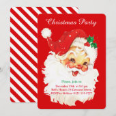 Kerstman op rode feestuitnodiging kaart (Voorkant / Achterkant)