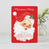 Kerstman op rode feestuitnodiging kaart (Staand voorkant)