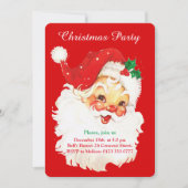 Kerstman op rode feestuitnodiging kaart (Voorkant)