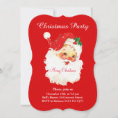Kerstman op rode feestuitnodiging kaart (Voorkant)
