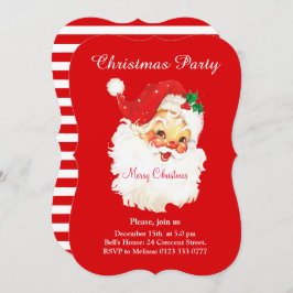 Kerstman op rode feestuitnodiging kaart
