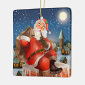 Kerstman op Schoorsteen Keramisch Ornament (Links)