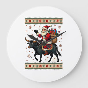 Kerstman op Schotse Hooglanders Kerst Vector Grote Klok