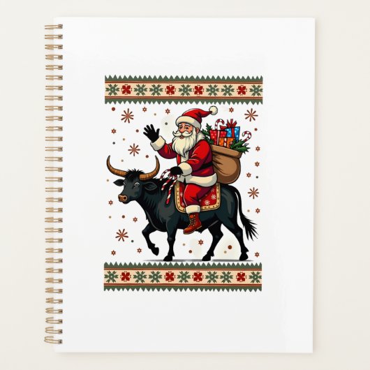 Kerstman op Schotse Hooglanders Kerst Vector Planner (Voorkant)