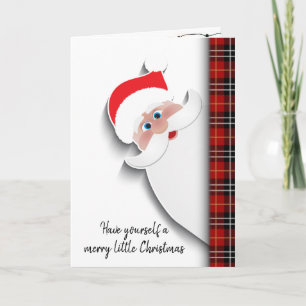 Kerstman op Schotse tartan ruit Feestdagen Kaart