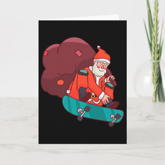 Kerstman op skateboard grappig kerstcadeau  kaart (Voorkant)