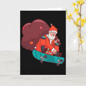Kerstman op skateboard grappig kerstcadeau  kaart (Gele Bloem)