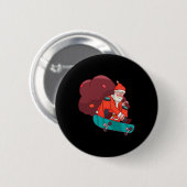 Kerstman op skateboard grappig kerstcadeau ronde button 5,7 cm (Voorkant /achterkant)