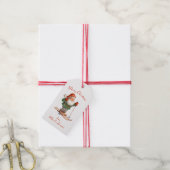 Kerstman op ski's Vrolijk Kerstfeest Cadeaulabel (Met Touw)