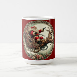 Kerstman op slee en rendieren koffiemok