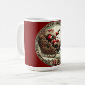 Kerstman op slee en rendieren koffiemok (Voorkant links)